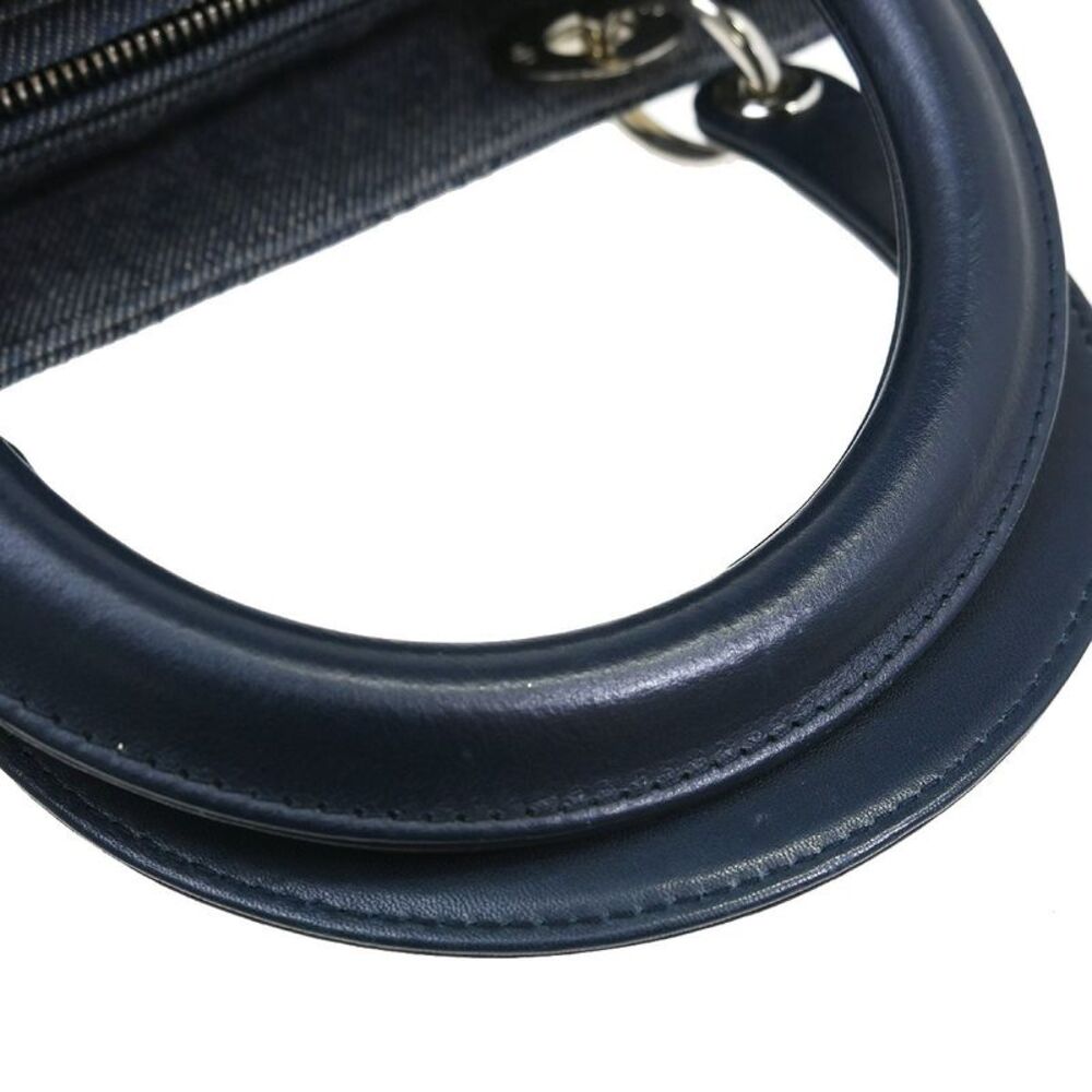 Christian Dior Lady Dior Bag Denim Blue Canvas Handbag - Picture 3 of 7